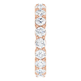 14K Gold Round Natural Diamond Shared-Prong Eternity Band – 3 mm Stones (1 3/4–2 1/5 CTW) - Rose Gold - view 4