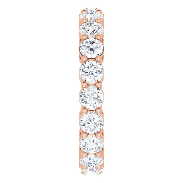 14K Gold Round Natural Diamond Shared-Prong Eternity Band – 3 mm Stones (1 3/4–2 1/5 CTW) - Rose Gold - view 4