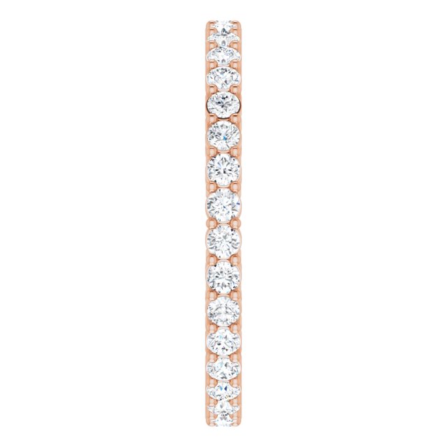 14K Gold Round Lab-Grown Diamond Shared-Prong Eternity Band – 1.7 mm Stones (1/2–5/8 CTW) - Rose Gold - view 4