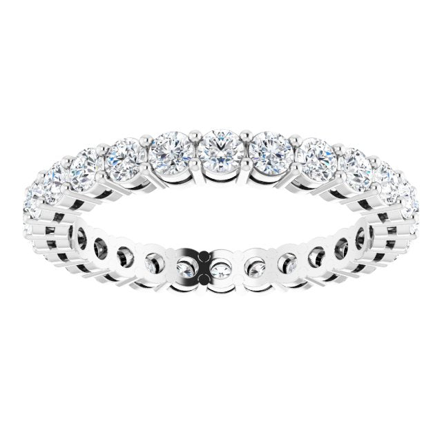 14K Gold Round Lab-Grown Diamond Shared-Prong Eternity Band – 2.5 mm Stones (1 3/8–1 1/2 CTW) - White Gold - view 3