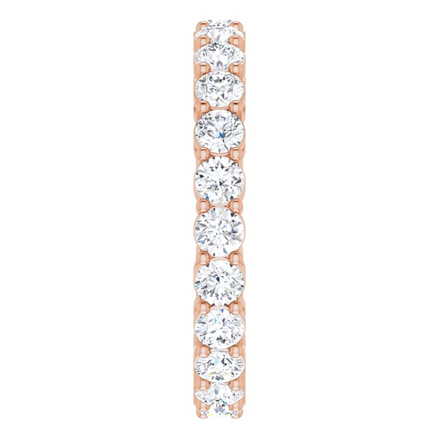 14K Gold Round Lab-Grown Diamond Shared-Prong Eternity Band – 2.8 mm Stones - Rose Gold - view 4