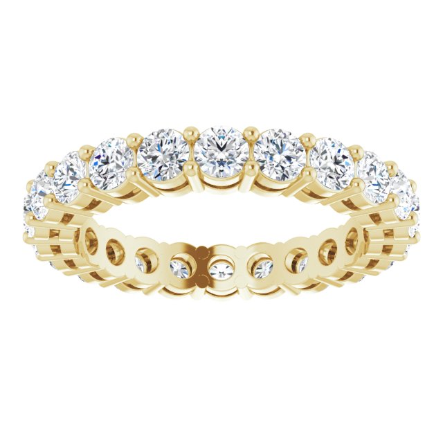 14K Gold Round Lab-Grown Diamond Shared-Prong Eternity Band – 2.8 mm Stones - Yellow Gold - view 3