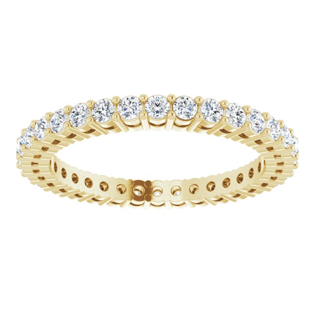 14K Gold Round Lab-Grown Diamond Shared-Prong Eternity Band – 1.7 mm Stones (1/2–5/8 CTW) - Yellow Gold - view 3