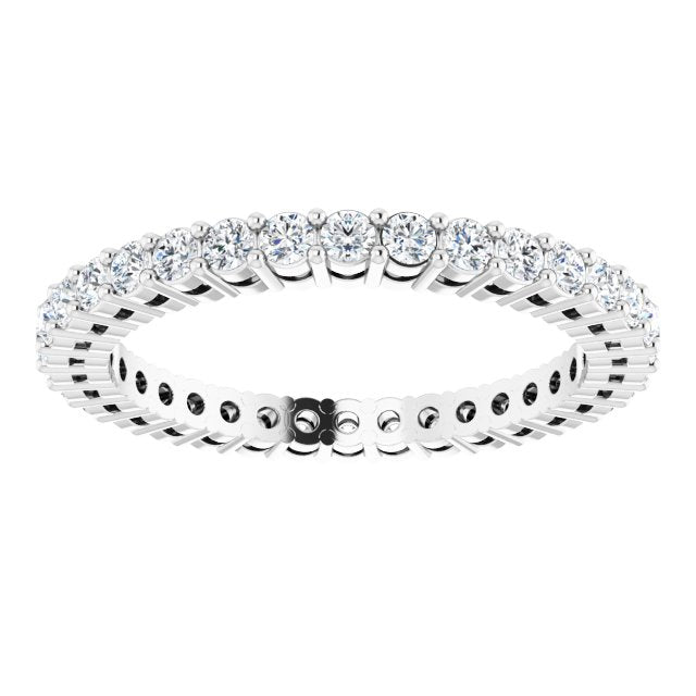 14K Gold Round Lab-Grown Diamond Shared-Prong Eternity Band – 1.7 mm Stones (1/2–5/8 CTW) - White Gold - view 3