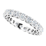 14K Gold Round Natural Diamond Shared-Prong Eternity Band – 3 mm Stones (1 3/4–2 1/5 CTW) - White Gold - view 5