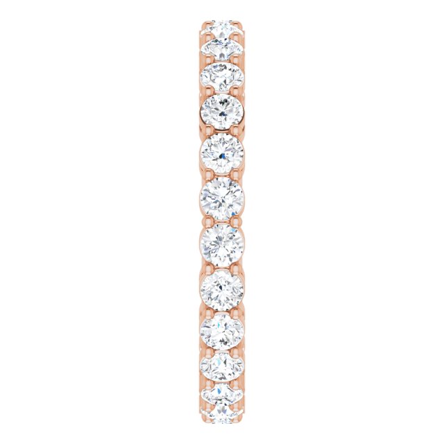 14K Gold Round Lab-Grown Diamond Shared-Prong Eternity Band – 2.5 mm Stones (1 3/8–1 1/2 CTW) - Rose Gold - view 4