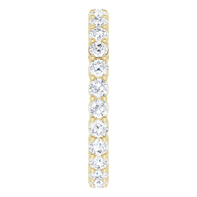 14K Gold Round Lab-Grown Diamond Shared-Prong Eternity Band – 2.5 mm Stones (1 3/8–1 1/2 CTW) - Yellow Gold - view 4