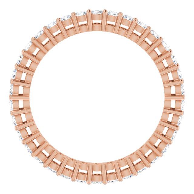 14K Gold Round Lab-Grown Diamond Shared-Prong Eternity Band – 1.7 mm Stones (1/2–5/8 CTW) - Rose Gold - view 2