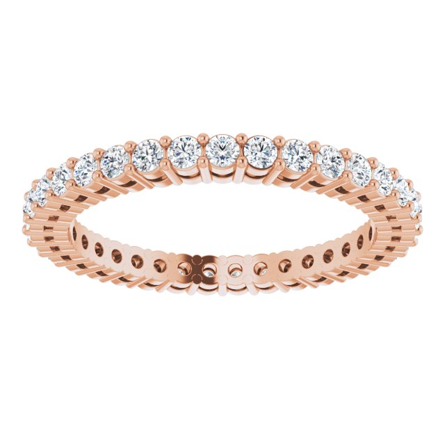 14K Gold Round Lab-Grown Diamond Shared-Prong Eternity Band – 1.7 mm Stones (1/2–5/8 CTW) - Rose Gold - view 3