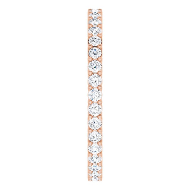 14K Gold Round Lab-Grown Diamond Shared-Prong Eternity Band – 1.7 mm Stones (1/2–5/8 CTW) - Rose Gold - view 4