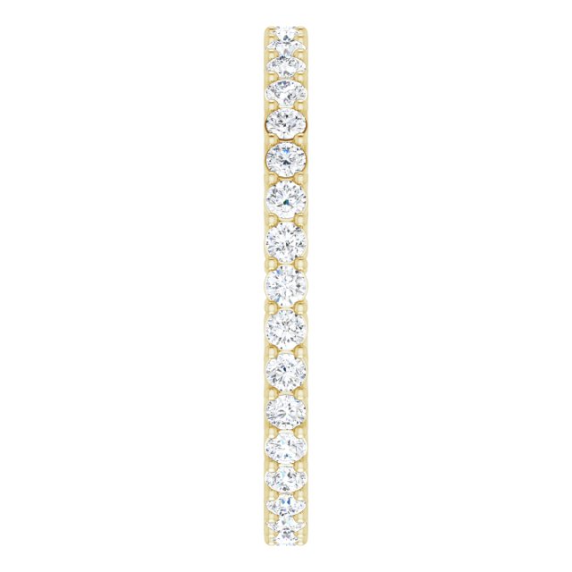 14K Gold Round Natural Diamond Shared-Prong Eternity Band – 1.7 mm Stones (1/2–3/4 CTW) - Yellow Gold - view 4