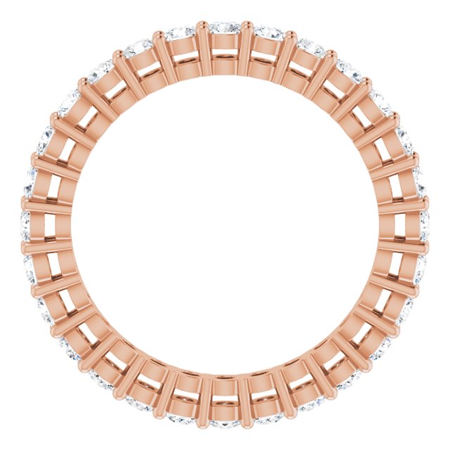 14K Gold Round Natural Diamond Shared-Prong Eternity Band – 2 mm Stones (3/4–1 CTW) - Rose Gold - view 2
