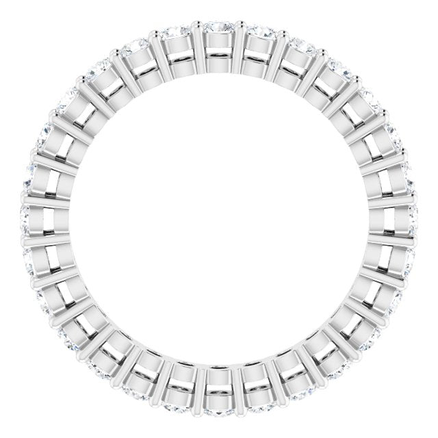 14K Gold Round Natural Diamond Shared-Prong Eternity Band – 2 mm Stones (3/4–1 CTW) - White Gold - view 2
