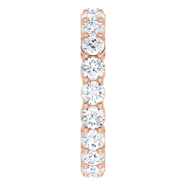 14K Gold Round Natural Diamond Shared-Prong Eternity Band – 3 mm Stones (1 3/4–2 1/5 CTW) - Rose Gold - view 4