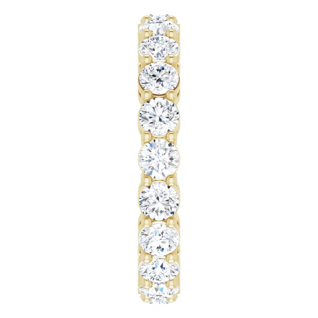 14K Gold Round Lab-Grown Diamond Shared-Prong Eternity Band – 3 mm Stones (1 3/4–2 1/5 CTW) - Yellow Gold - view 4