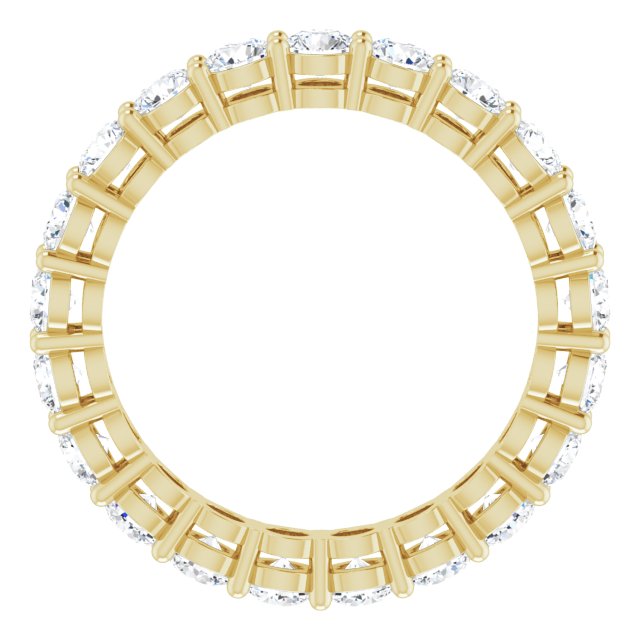 14K Gold Round Natural Diamond Shared-Prong Eternity Band – 3 mm Stones (1 3/4–2 1/5 CTW) - Yellow Gold - view 2