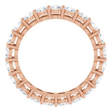 14K Gold Round Natural Diamond Shared-Prong Eternity Band – 3 mm Stones (1 3/4–2 1/5 CTW) - Rose Gold - view 2