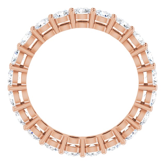14K Gold Round Natural Diamond Shared-Prong Eternity Band – 3 mm Stones (1 3/4–2 1/5 CTW) - Rose Gold - view 2