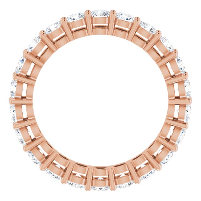14K Gold Round Natural Diamond Shared-Prong Eternity Band – 2.8 mm Stones - Rose Gold - view 2