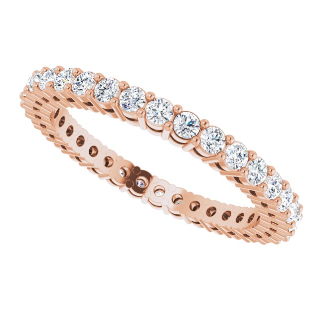 14K Gold Round Lab-Grown Diamond Shared-Prong Eternity Band – 1.7 mm Stones (1/2–5/8 CTW) - Rose Gold - view 5