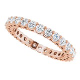 14K Gold Round Natural Diamond Shared-Prong Eternity Band – 2 mm Stones (3/4–1 CTW) - Rose Gold - view 5