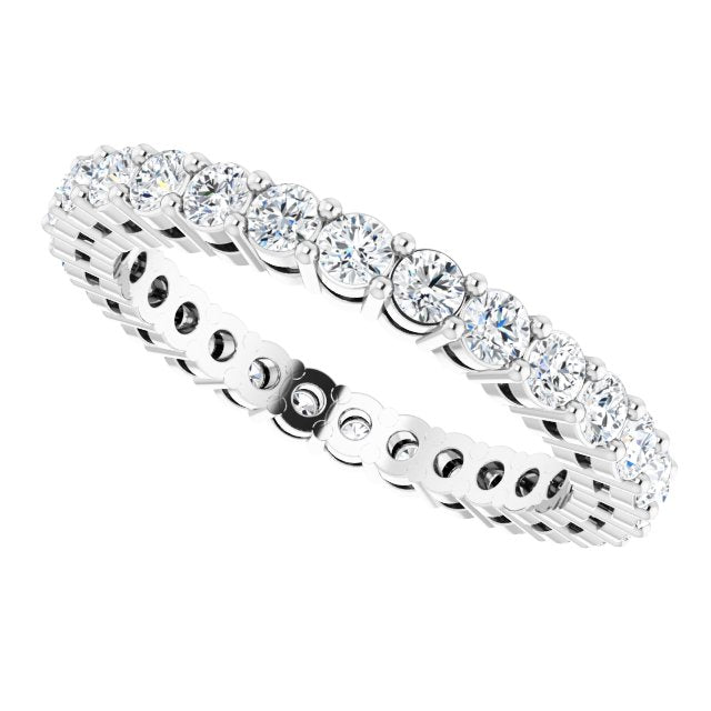 Platinum Round Natural Diamond Shared-Prong Eternity Band – 2 mm Stones (3/4–1 CTW) - view 5