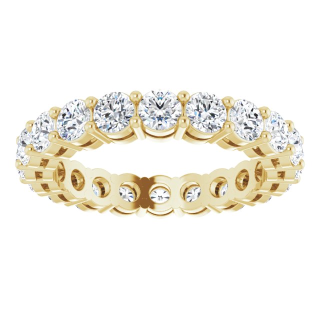 14K Gold Round Lab-Grown Diamond Shared-Prong Eternity Band – 3 mm Stones (1 3/4–2 1/5 CTW) - Yellow Gold - view 3