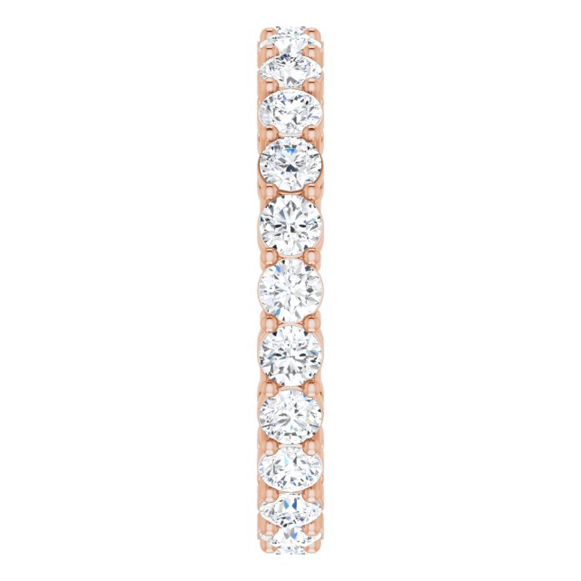 14K Gold Round Lab-Grown Diamond Shared-Prong Eternity Band – 2.8 mm Stones - Rose Gold - view 4