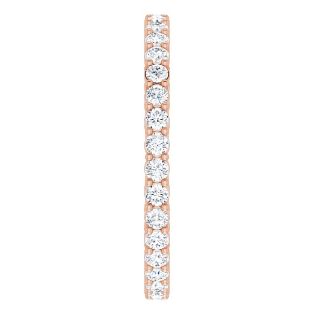 14K Gold Round Lab-Grown Diamond Shared-Prong Eternity Band – 1.7 mm Stones (1/2–5/8 CTW) - Rose Gold - view 4