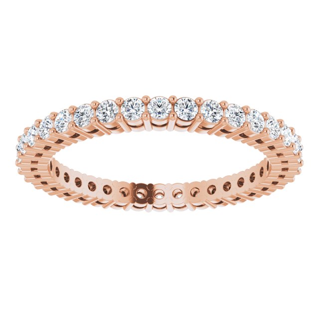 14K Gold Round Lab-Grown Diamond Shared-Prong Eternity Band – 1.7 mm Stones (1/2–5/8 CTW) - Rose Gold - view 3