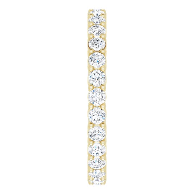 14K Gold Round Natural Diamond Shared-Prong Eternity Band – 2 mm Stones (3/4–1 CTW) - Yellow Gold - view 4