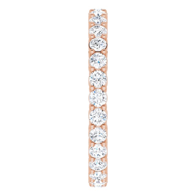 14K Gold Round Natural Diamond Shared-Prong Eternity Band – 2 mm Stones (3/4–1 CTW) - Rose Gold - view 4