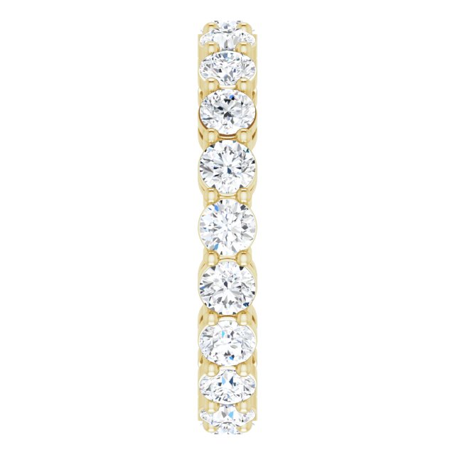 14K Gold Round Lab-Grown Diamond Shared-Prong Eternity Band – 3 mm Stones (1 3/4–2 1/5 CTW) - Yellow Gold - view 4