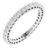 14K Gold Round Natural Diamond Shared-Prong Eternity Band – 1.7 mm Stones (1/2–3/4 CTW) - White Gold
