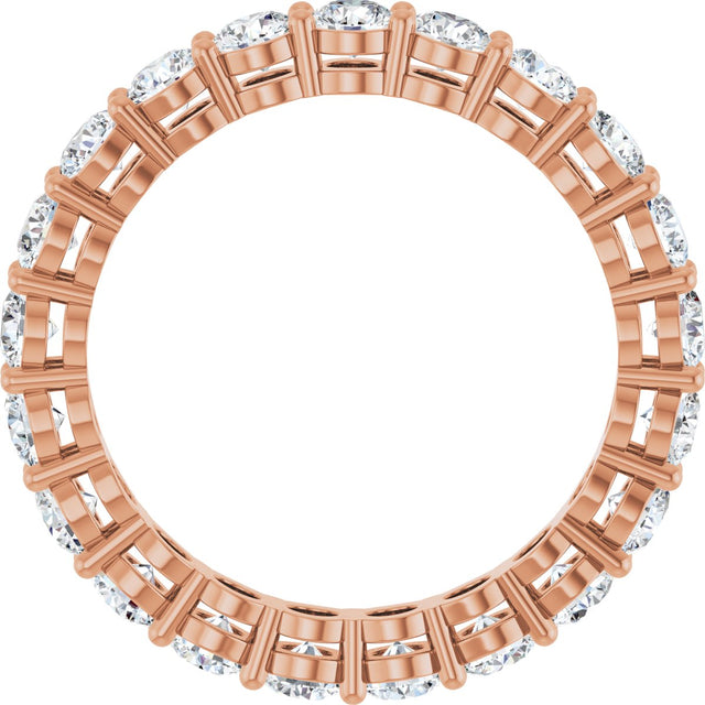 14K Gold Round Natural Diamond Shared-Prong Eternity Band – 3 mm Stones (1 3/4–2 1/5 CTW) - Rose Gold - view 2