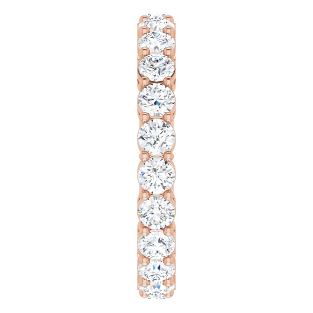 14K Gold Round Natural Diamond Shared-Prong Eternity Band – 3 mm Stones (1 3/4–2 1/5 CTW) - Rose Gold - view 4