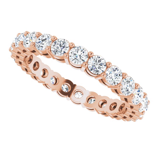 14K Gold Round Lab-Grown Diamond Shared-Prong Eternity Band – 2.8 mm Stones - Rose Gold - view 5