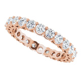 14K Gold Round Natural Diamond Shared-Prong Eternity Band – 2.8 mm Stones - Rose Gold - view 5