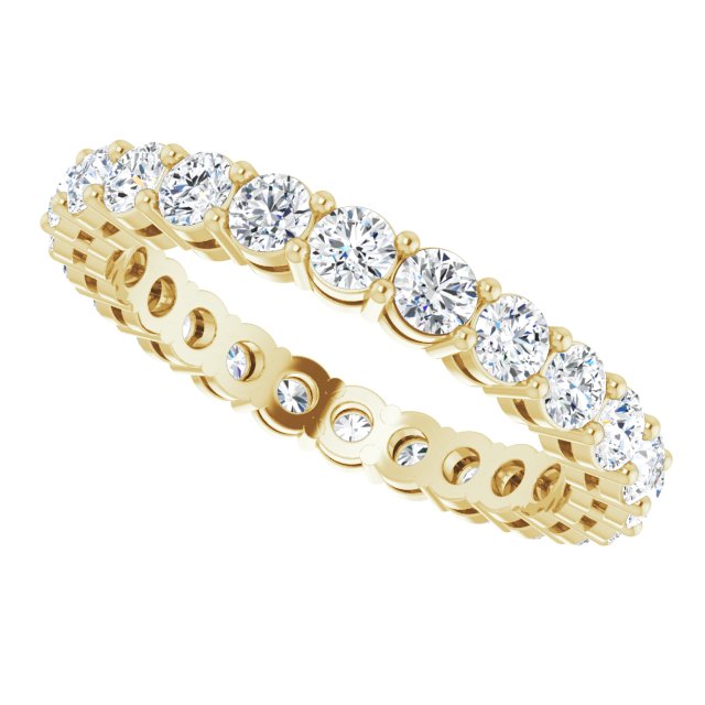 14K Gold Round Lab-Grown Diamond Shared-Prong Eternity Band – 2.8 mm Stones - Yellow Gold - view 5