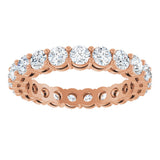 14K Gold Round Natural Diamond Shared-Prong Eternity Band – 3 mm Stones (1 3/4–2 1/5 CTW) - Rose Gold - view 3