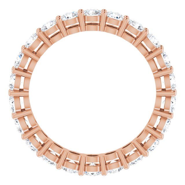 14K Gold Round Natural Diamond Shared-Prong Eternity Band – 3 mm Stones (1 3/4–2 1/5 CTW) - Rose Gold - view 2