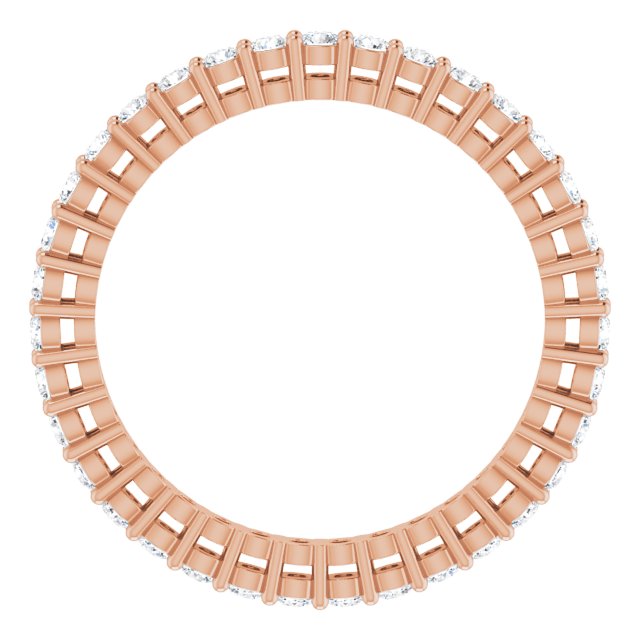 14K Gold Round Lab-Grown Diamond Shared-Prong Eternity Band – 1.7 mm Stones (1/2–5/8 CTW) - Rose Gold - view 2
