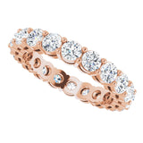 14K Gold Round Natural Diamond Shared-Prong Eternity Band – 3 mm Stones (1 3/4–2 1/5 CTW) - Rose Gold - view 5