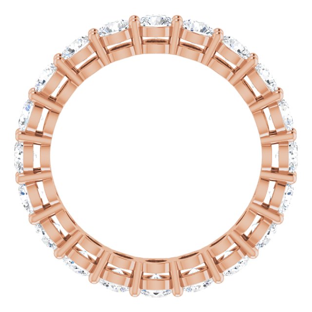 14K Gold Round Natural Diamond Shared-Prong Eternity Band – 3 mm Stones (1 3/4–2 1/5 CTW) - Rose Gold - view 4