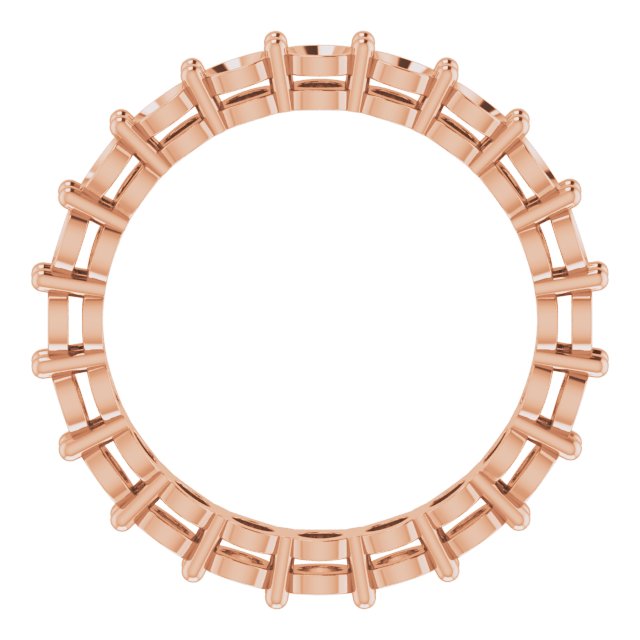 14K Gold Round Natural Diamond Shared-Prong Eternity Band – 3 mm Stones (1 3/4–2 1/5 CTW) - Rose Gold - view 3