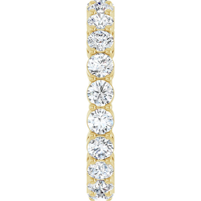 14K Gold Round Lab-Grown Diamond Shared-Prong Eternity Band – 3 mm Stones (1 3/4–2 1/5 CTW) - Yellow Gold - view 4