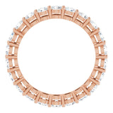 14K Gold Round Natural Diamond Shared-Prong Eternity Band – 3 mm Stones (1 3/4–2 1/5 CTW) - Rose Gold - view 2