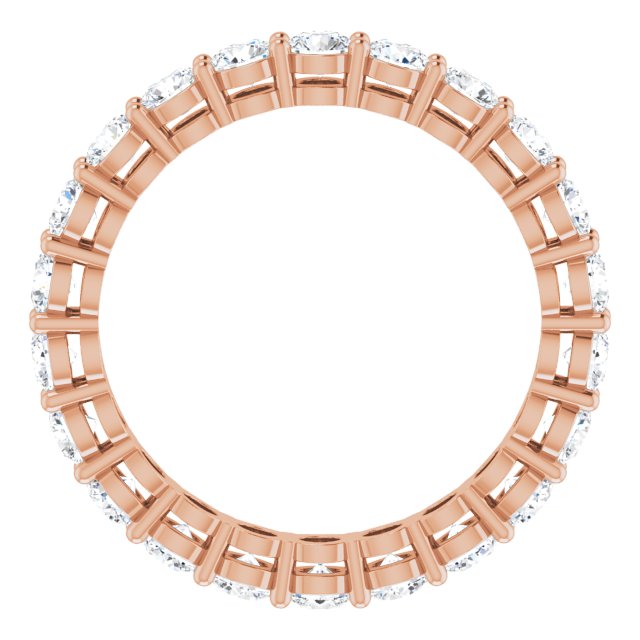 14K Gold Round Natural Diamond Shared-Prong Eternity Band – 3 mm Stones (1 3/4–2 1/5 CTW) - Rose Gold - view 2