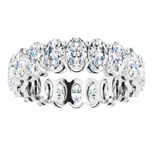 Platinum Oval Natural Diamond Shared-Prong Eternity Band – 5x3 mm Stones (4 3/4–5 1/2 CTW) - view 3