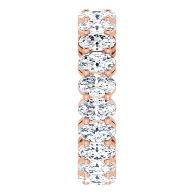 14K Gold Oval Natural Diamond Shared-Prong Eternity Band – 5x3 mm Stones (4 3/4–5 1/2 CTW) - Rose Gold - view 4
